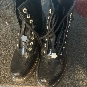 Dr. Martens Black Lace-Up Boots with flowers